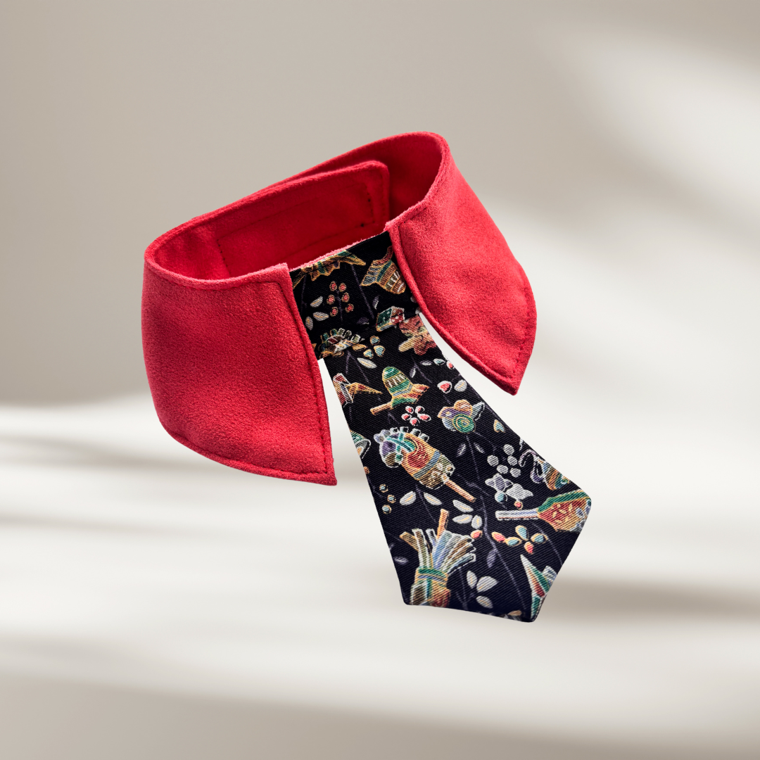 丹後ちりめん日本ネクタイ(黒×赤)