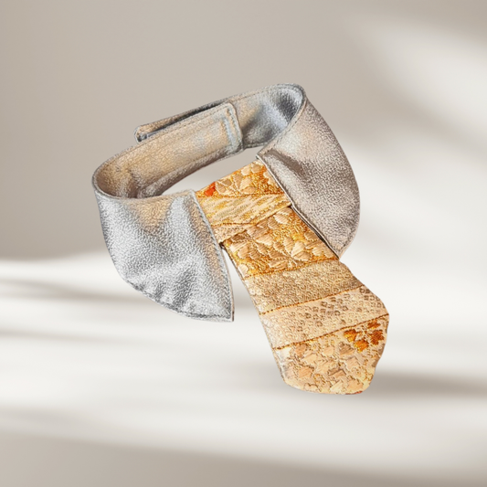 西陣織縦重ね小袖ネクタイ（ホワイト）